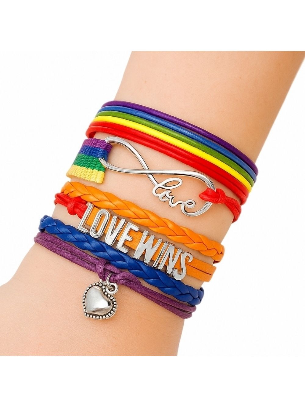 Hand Crafted Rainbow multicolored bracelets Set of 3 LGBTQIA+ Pride Adjustable